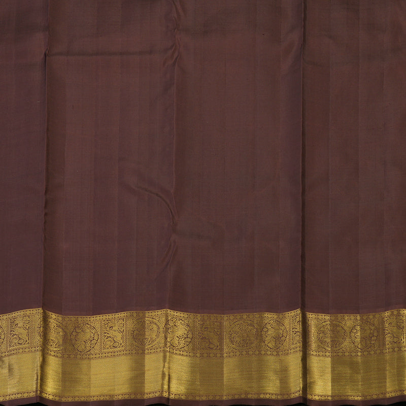 Hayagrivas Handloom Maroon Kanjivaram Silk Saree with Brown Border KBE2053A6-1