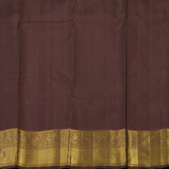 Hayagrivas Handloom Maroon Kanjivaram Silk Saree with Brown Border KBE2053A6-1