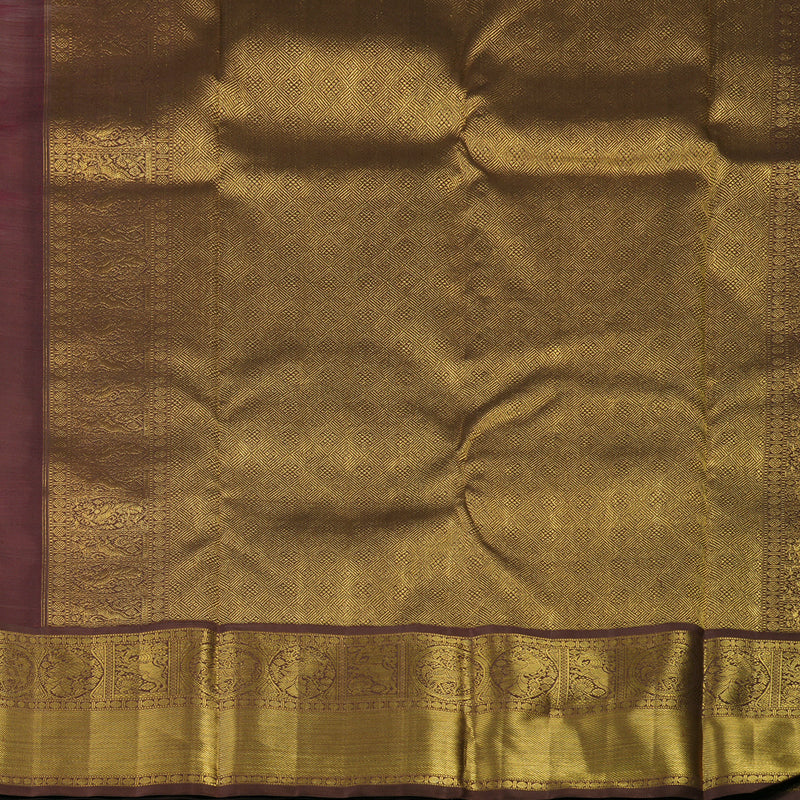 Hayagrivas Handloom Maroon Kanjivaram Silk Saree with Brown Border KBE2053A6-1