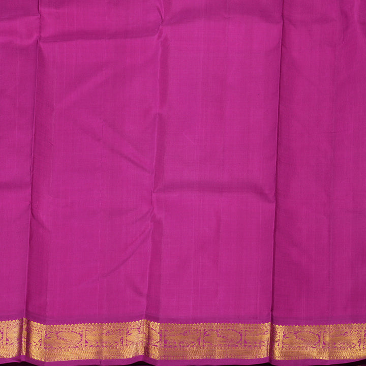 Hayagrivas Handloom Peach Pink Kanjivaram Silk Saree with Purple Border KBE2066A5-1