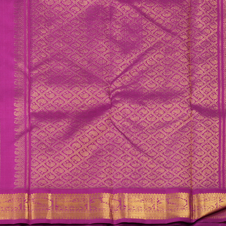 Hayagrivas Handloom Peach Pink Kanjivaram Silk Saree with Purple Border KBE2066A5-1