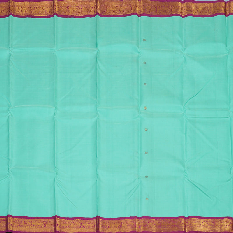 Hayagrivas Handloom Sea Green Kanjivaram Silk Saree with Magenta Border KBE2066A5-2