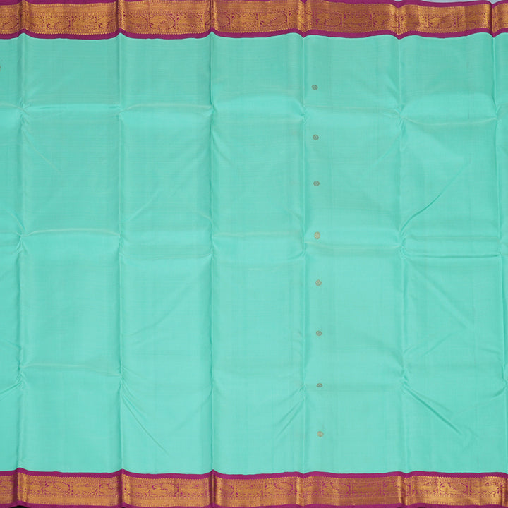 Hayagrivas Handloom Sea Green Kanjivaram Silk Saree with Magenta Border KBE2066A5-2
