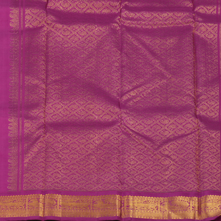 Hayagrivas Handloom Sea Green Kanjivaram Silk Saree with Magenta Border KBE2066A5-2