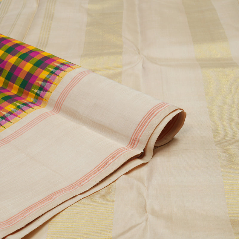 Hayagrivas Handloom Multicolour Checks Kanjivaram Silk Saree with Cream Border KBE2066A6-1