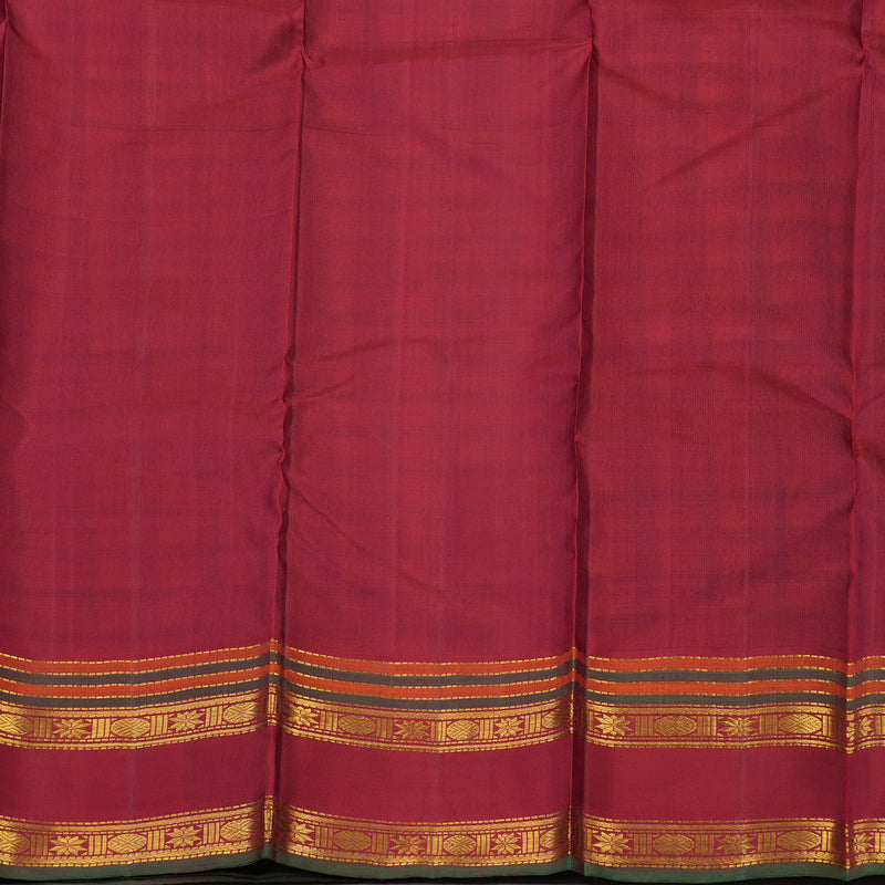 Hayagrivas Handloom Multicolour Checks Kanjivaram Silk Saree with Maroon Border KBE2066A8-1