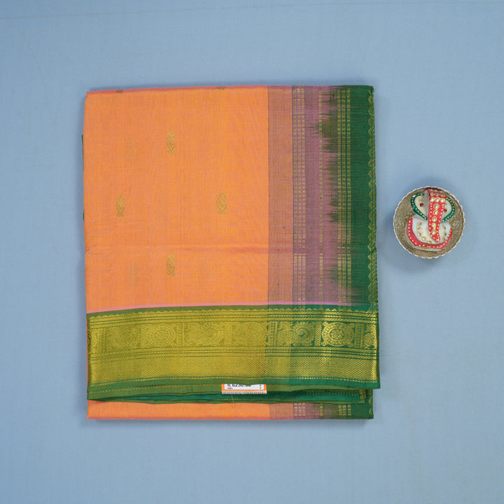Hayagrivas Peach Orange Pure Silk Cotton Saree KBE2070A11-7