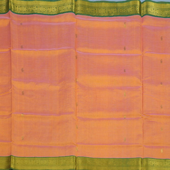 Hayagrivas Peach Orange Pure Silk Cotton Saree KBE2070A11-7