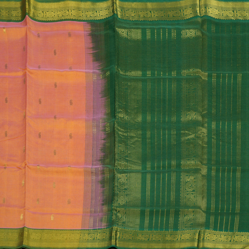 Hayagrivas Peach Orange Pure Silk Cotton Saree KBE2070A11-7