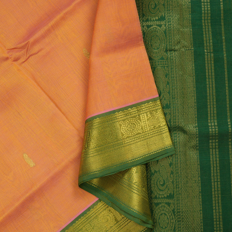 Hayagrivas Peach Orange Pure Silk Cotton Saree KBE2070A11-7