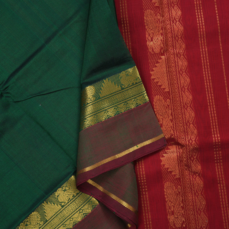 Hayagrivas Bottle Green Pure Silk Cotton Saree KBE2070A5-6