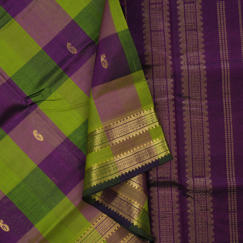 Hayagrivas Multicolour Checks Pure Silk Cotton Saree KBE2070A6-3
