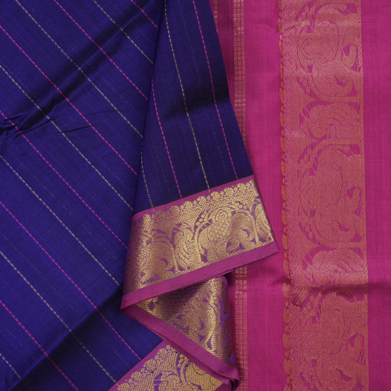 Hayagrivas Royal Blue Pure Silk Cotton Saree KBE2070A7-18