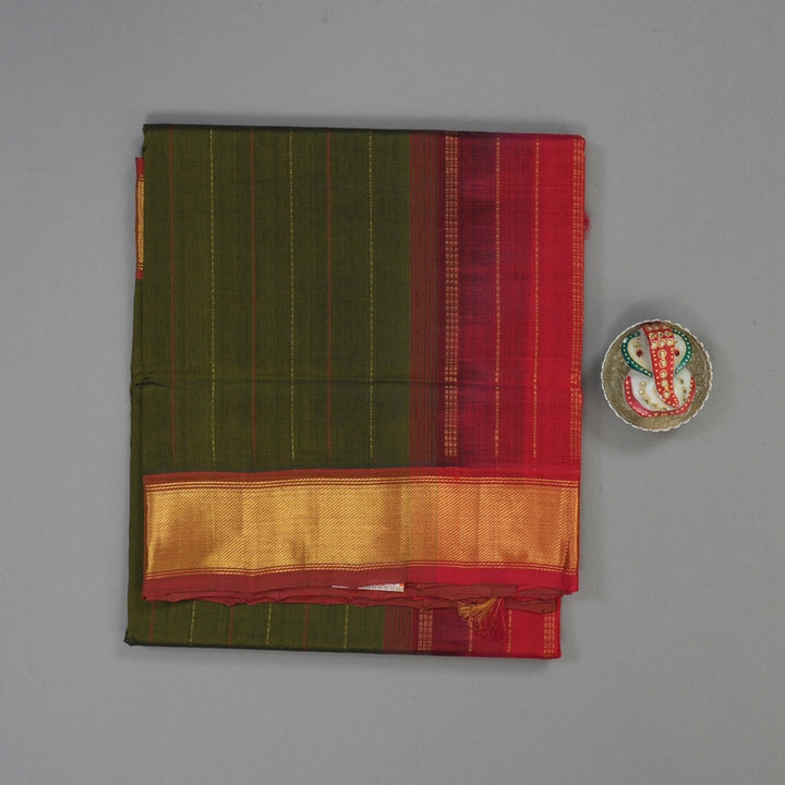 Hayagrivas Mehandi Green Pure Silk Cotton Saree KBE2070A7-8