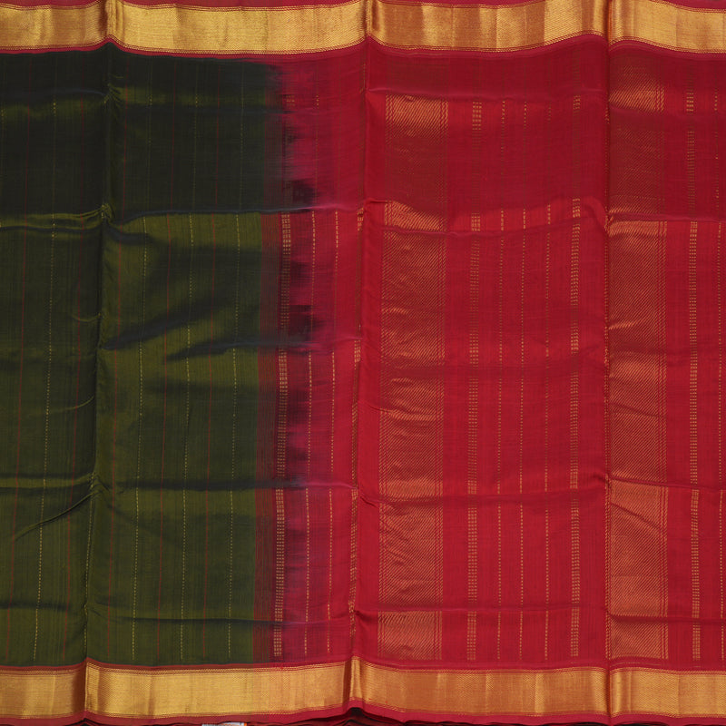 Hayagrivas Mehandi Green Pure Silk Cotton Saree KBE2070A7-8