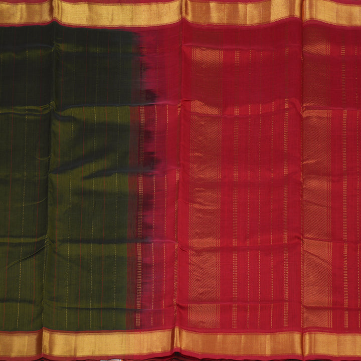 Hayagrivas Mehandi Green Pure Silk Cotton Saree KBE2070A7-8