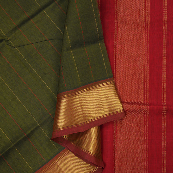 Hayagrivas Mehandi Green Pure Silk Cotton Saree KBE2070A7-8