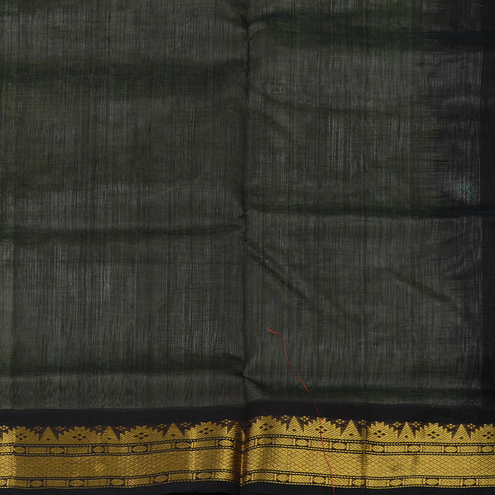 Hayagrivas Pista Green Pure Silk Cotton Saree with Kanchana Brown Border KBE2071A4-4