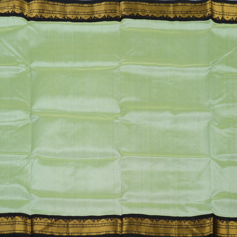 Hayagrivas Pista Green Pure Silk Cotton Saree with Kanchana Brown Border KBE2071A4-4