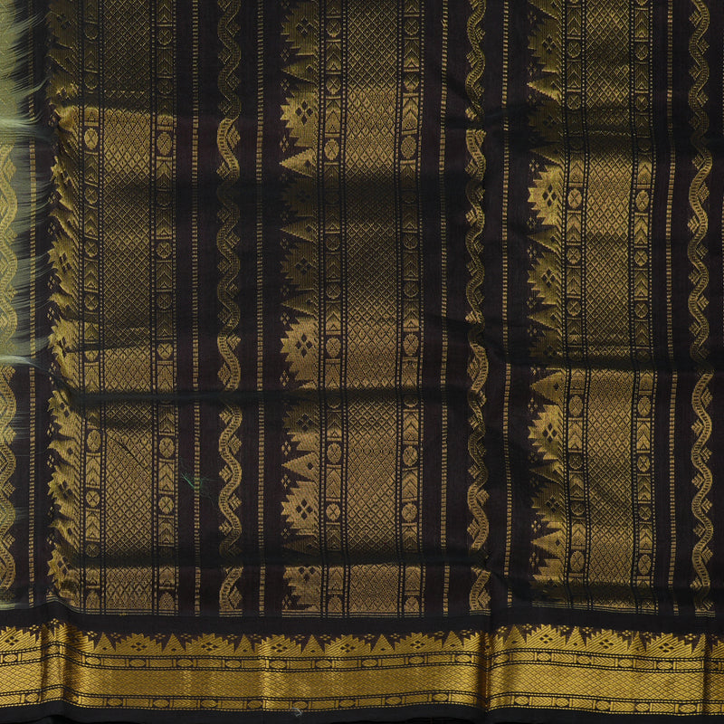 Hayagrivas Pista Green Pure Silk Cotton Saree with Kanchana Brown Border KBE2071A4-4