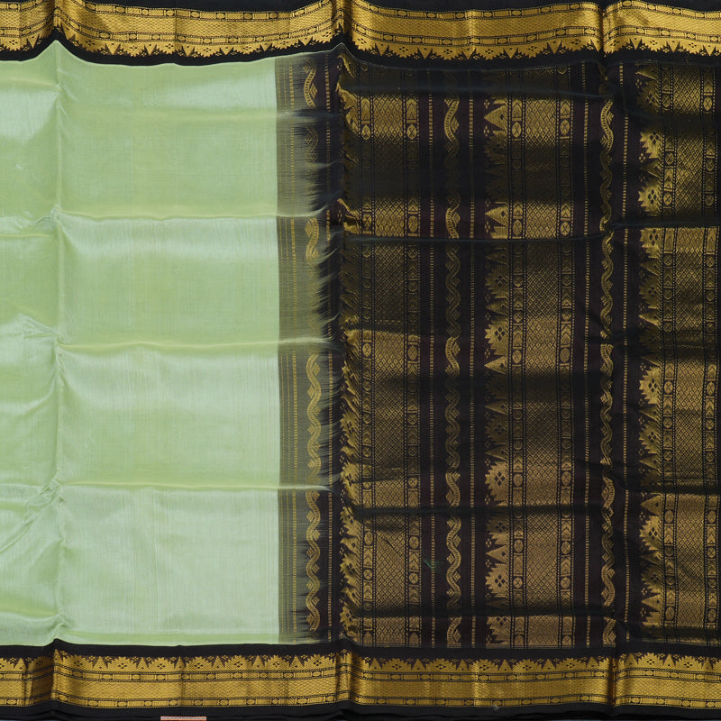 Hayagrivas Pista Green Pure Silk Cotton Saree with Kanchana Brown Border KBE2071A4-4