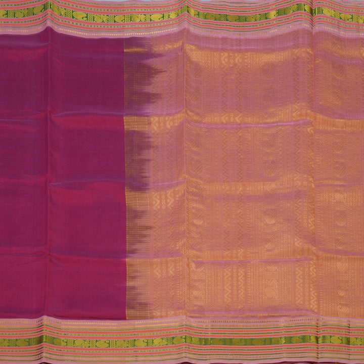 Hayagrivas Dark Pink Pure Silk Cotton Saree with Lotus Pink Border KBE2071A9-10