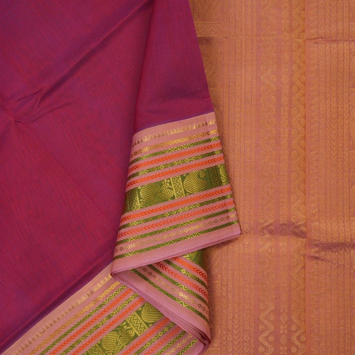 Hayagrivas Dark Pink Pure Silk Cotton Saree with Lotus Pink Border KBE2071A9-10