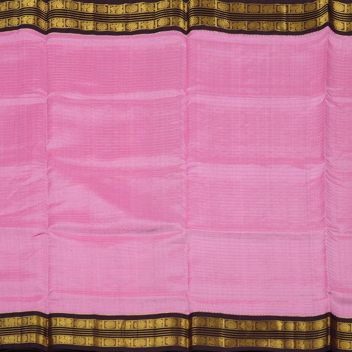 Hayagrivas Rose Pink Pure Silk Cotton Saree with Burgundy Border KBE2072A10-9