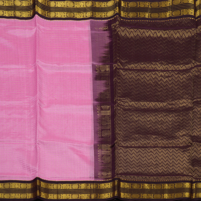 Hayagrivas Rose Pink Pure Silk Cotton Saree with Burgundy Border KBE2072A10-9