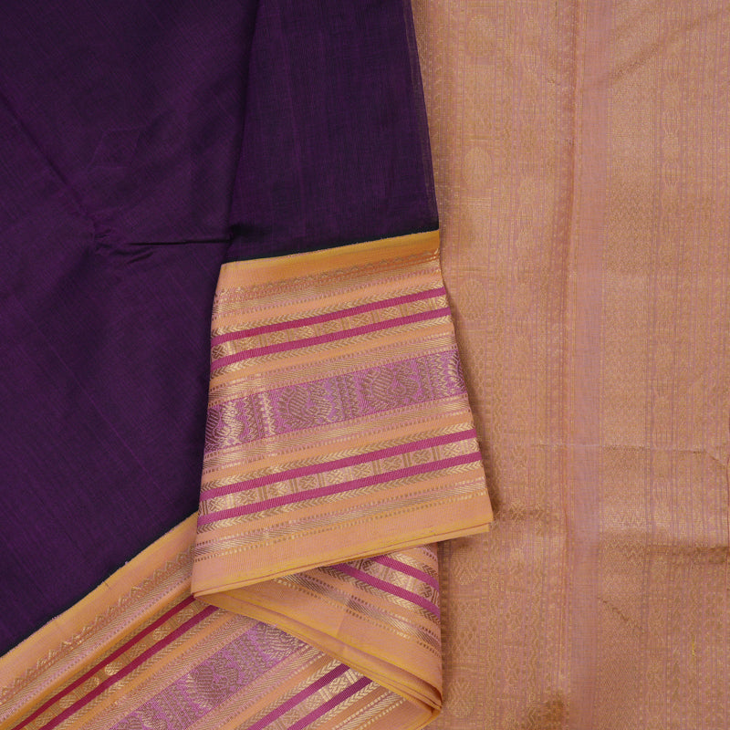 Hayagrivas Violet Pure Silk Cotton Saree KBE2072A11-1