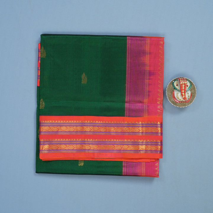Hayagrivas Bottle Green Pure Silk Cotton Saree KBE2072A7-7