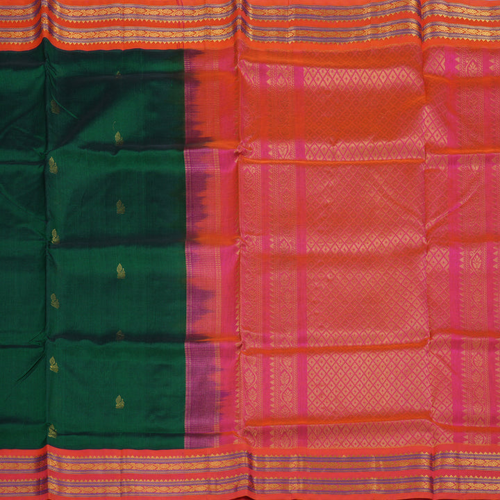 Hayagrivas Bottle Green Pure Silk Cotton Saree KBE2072A7-7