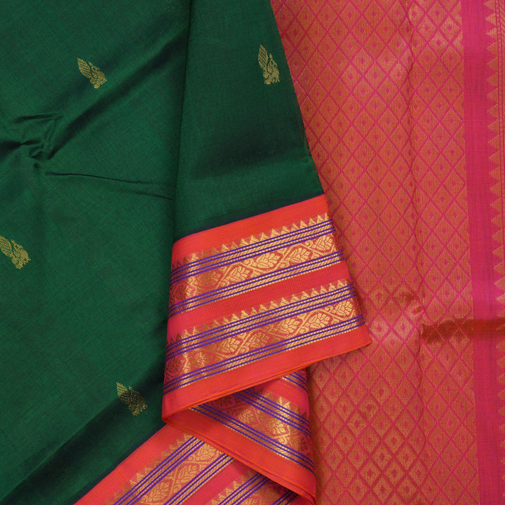 Hayagrivas Bottle Green Pure Silk Cotton Saree KBE2072A7-7