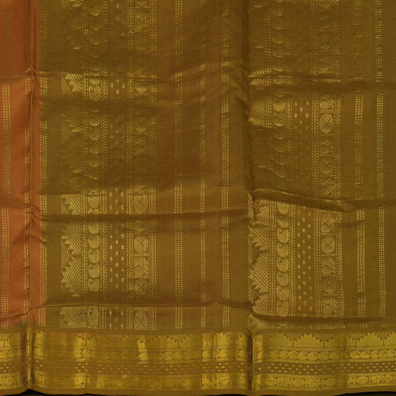 Hayagrivas Bright Peach Pure Silk Cotton Saree KBE2072A7-8