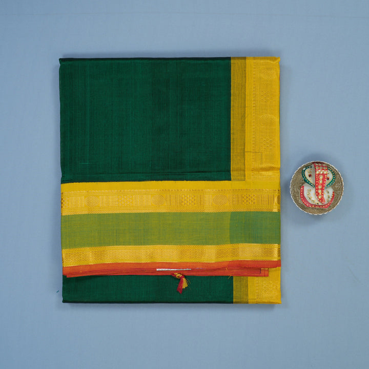 Hayagrivas Dark Green Pure Silk Cotton Saree KBE2073A4-2