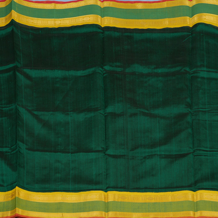 Hayagrivas Dark Green Pure Silk Cotton Saree KBE2073A4-2