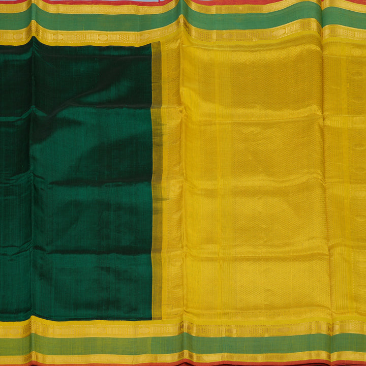 Hayagrivas Dark Green Pure Silk Cotton Saree KBE2073A4-2