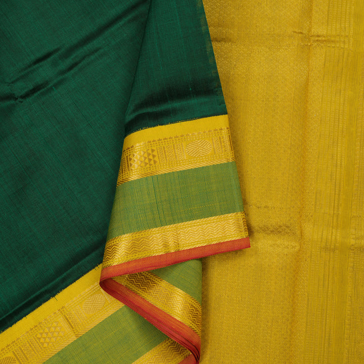 Hayagrivas Dark Green Pure Silk Cotton Saree KBE2073A4-2
