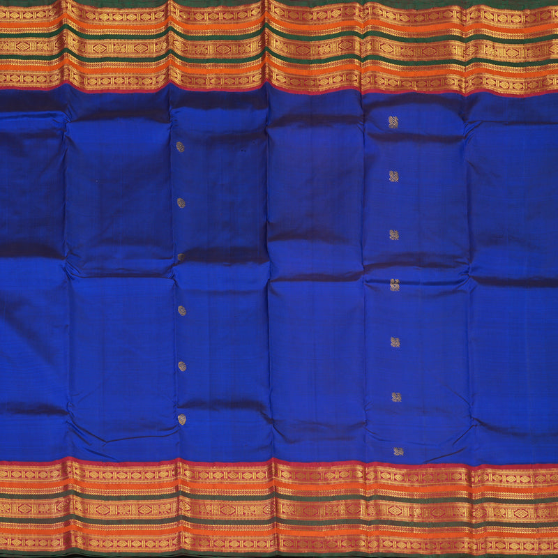Hayagrivas Handloom MS Blue Kanjivaram Silk Saree with Maroon Border KBE2074A12-1
