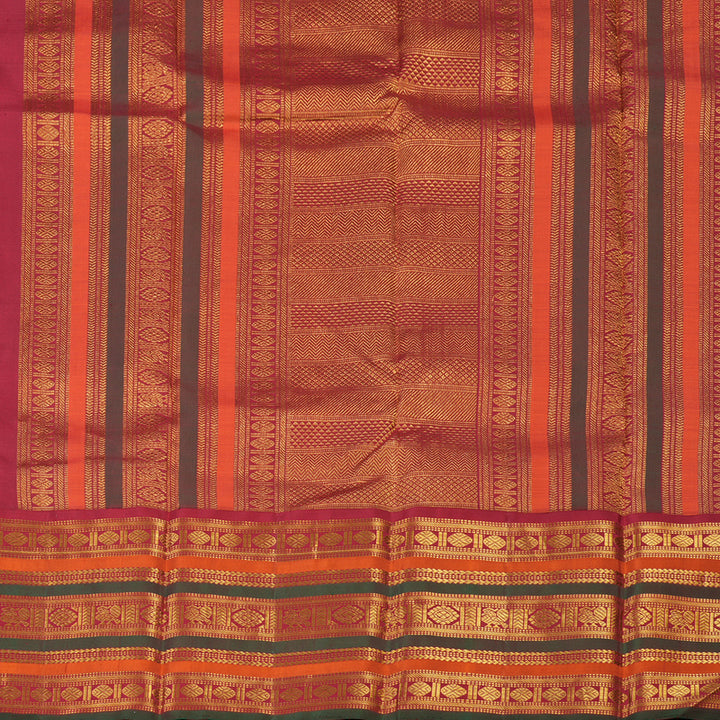 Hayagrivas Handloom MS Blue Kanjivaram Silk Saree with Maroon Border KBE2074A12-1