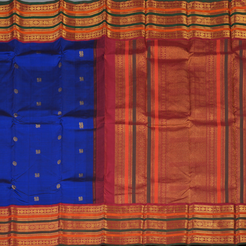 Hayagrivas Handloom MS Blue Kanjivaram Silk Saree with Maroon Border KBE2074A12-1