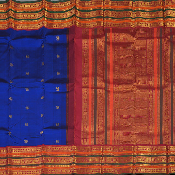 Hayagrivas Handloom MS Blue Kanjivaram Silk Saree with Maroon Border KBE2074A12-1