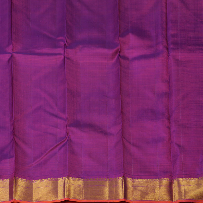 Hayagrivas Handloom Fluorescent Green Kanjivaram Silk Saree with Purple Border KBE2074A15-1