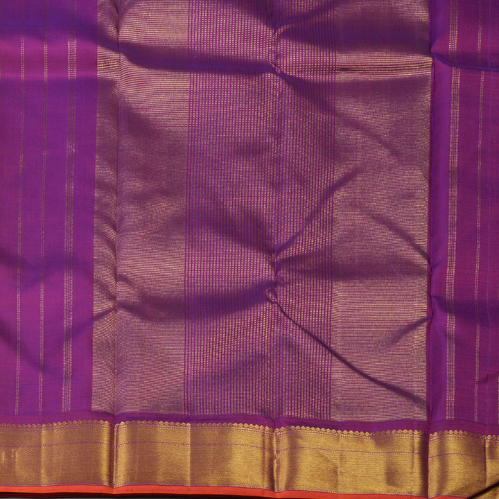 Hayagrivas Handloom Fluorescent Green Kanjivaram Silk Saree with Purple Border KBE2074A15-1
