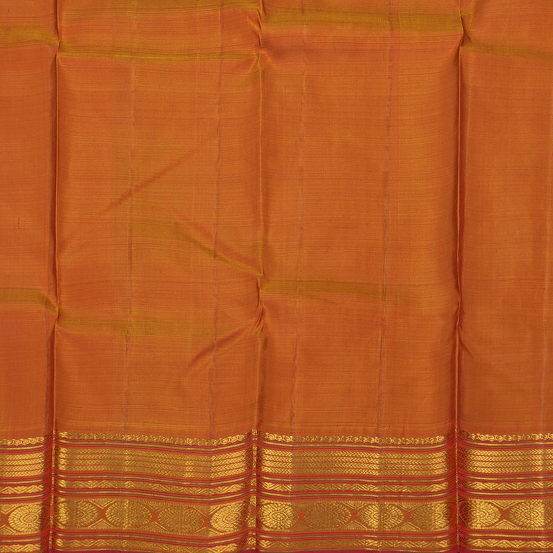 Hayagrivas Handloom Purple Kanjivaram Silk Saree with Rust Orange Border KBE2074A32-1