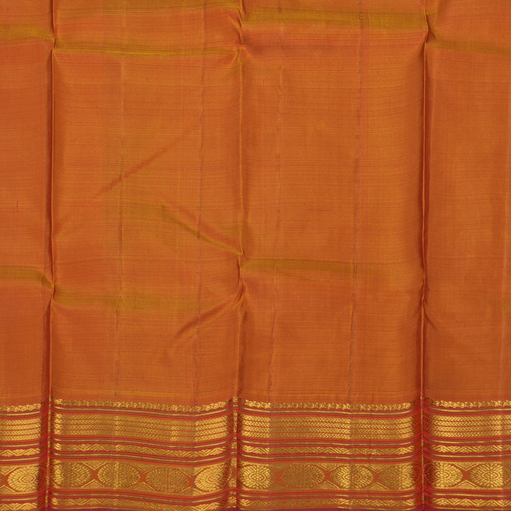 Hayagrivas Handloom Purple Kanjivaram Silk Saree with Rust Orange Border KBE2074A32-1