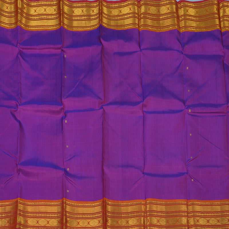 Hayagrivas Handloom Purple Kanjivaram Silk Saree with Rust Orange Border KBE2074A32-1