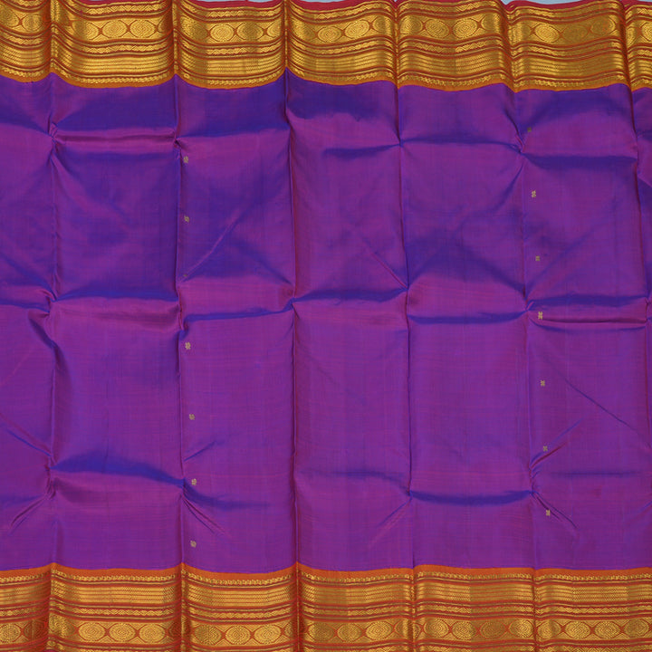 Hayagrivas Handloom Purple Kanjivaram Silk Saree with Rust Orange Border KBE2074A32-1
