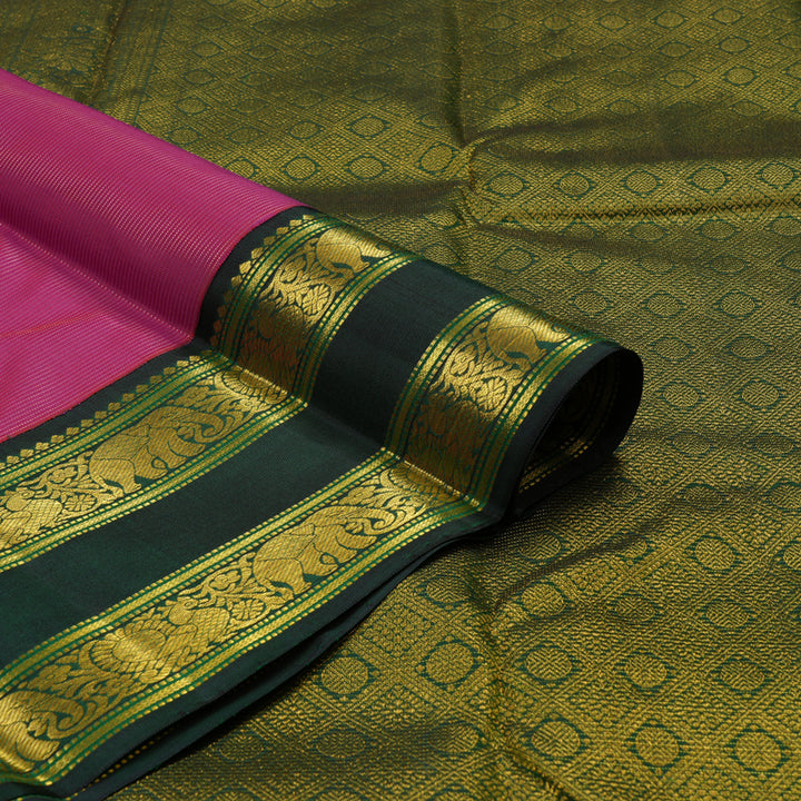 Hayagrivas Handloom Rani Pink Kanjivaram Silk Saree with Karum Pachai Border KBE2074A35-1