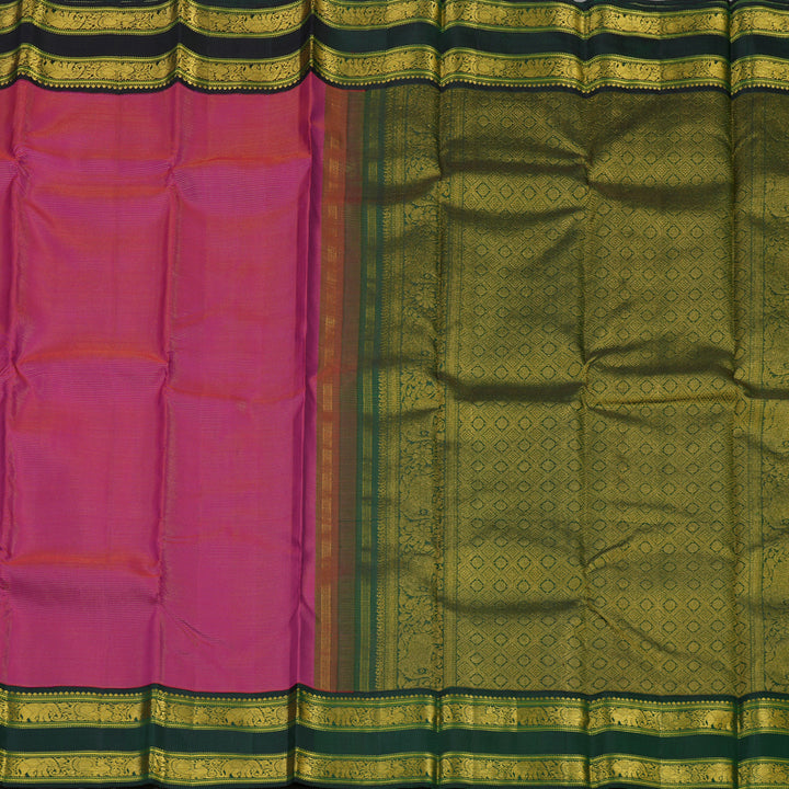 Hayagrivas Handloom Rani Pink Kanjivaram Silk Saree with Karum Pachai Border KBE2074A35-1